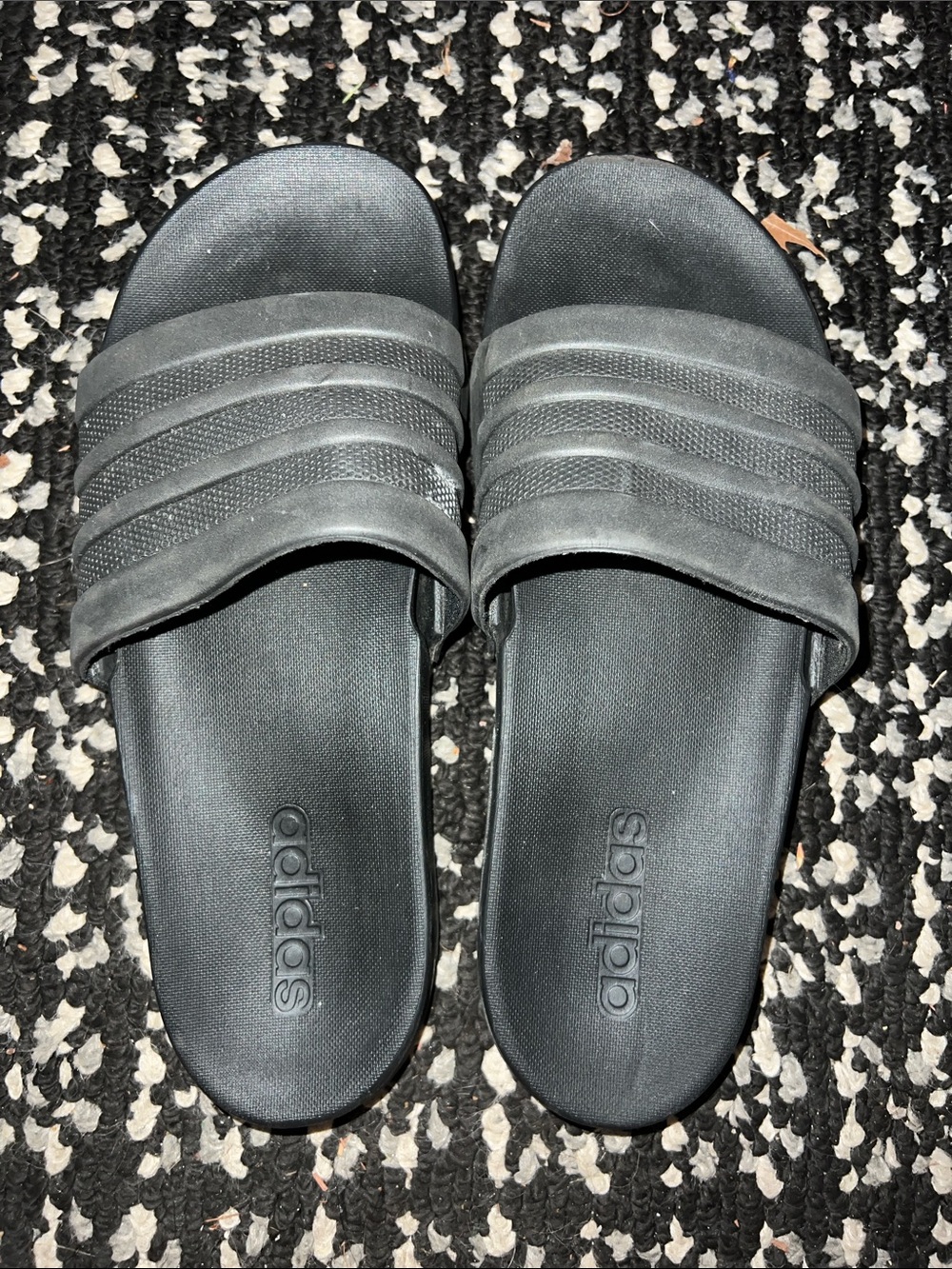 adidas Black Slide Sandals with Three-Stripe Strap